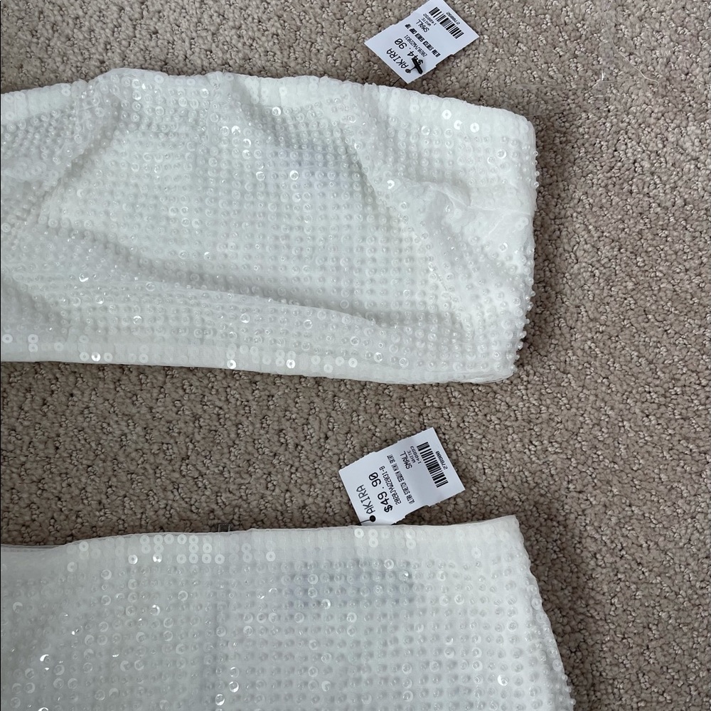 NWT beaded white co ord set mini skirt & tube top - Picture 4 of 8